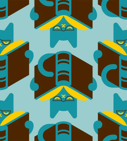 Cat Lit Modèle Livre Sans Couture Kitten Reader Fond Texture — Image vectorielle