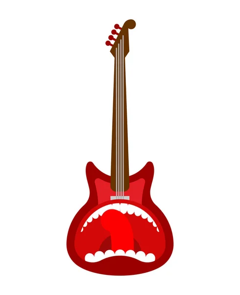 Chitarra Bocca Aperta Simbolo Del Rock Roll Illustrazione Vettoriale — Vettoriale Stock