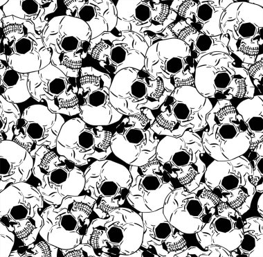 Skull pattern seamless. Hand drawing Skeleton head background. Death texture. Skulls ornament