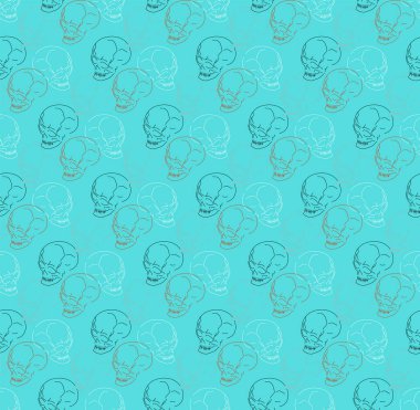 Skull Hand drawing pattern seamless. Skeleton head background. Death texture. Skulls ornament