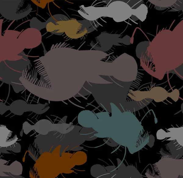 Angler Deep Sea Fish Pattern Seamless Deep Sea Fish Background — Stockový vektor