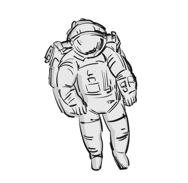 Astronaut Cosmonaut Hand Drawing Spaceman Vector Illustration — Vettoriale Stock