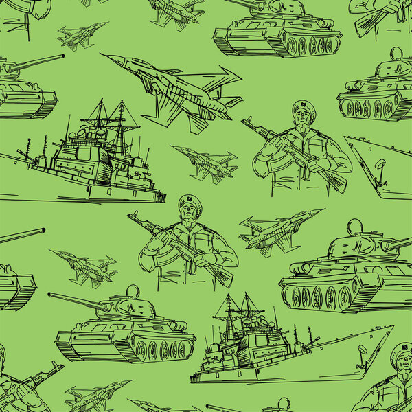 February 23 pattern seamless. Tank and aircraft. Defenders of the Fatherland Day. Background military holiday in Russia.