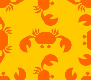 Yengeç desenli dikişsiz. deniz kanseri kırmızı arka plan. Bebek kumaşı dokusu