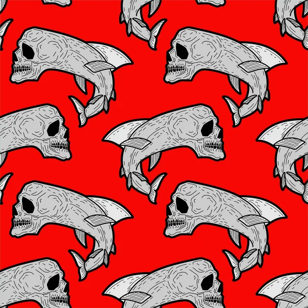 Рыбный Скелет Бесшовный Ужасное Разнообразие Рыбного Фона Структура Черепа Рыбы — стоковый вектор