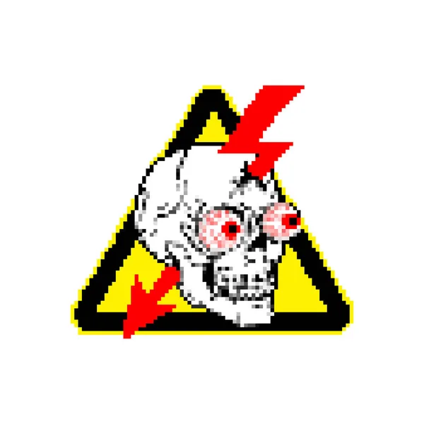 Опасность Подходи Пиксельное Искусство Значок Высокого Напряжения Опасный Знак Череп — стоковый вектор