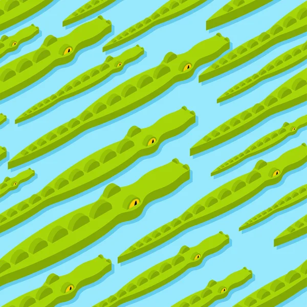 Крокодиловый Рисунок Безупречен Изометрический Фон Морских Хищников Аллигаторов — стоковый вектор
