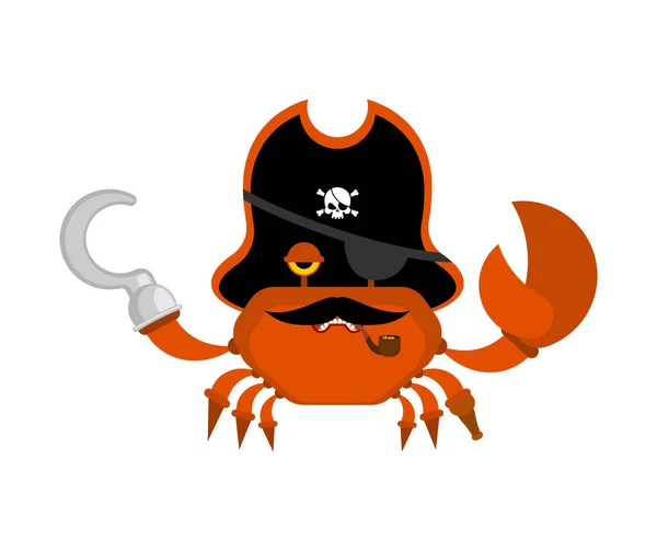 Crab Pirate Isolado Cancro Mar Filibuster Ilustração Vetorial — Vetor de Stock