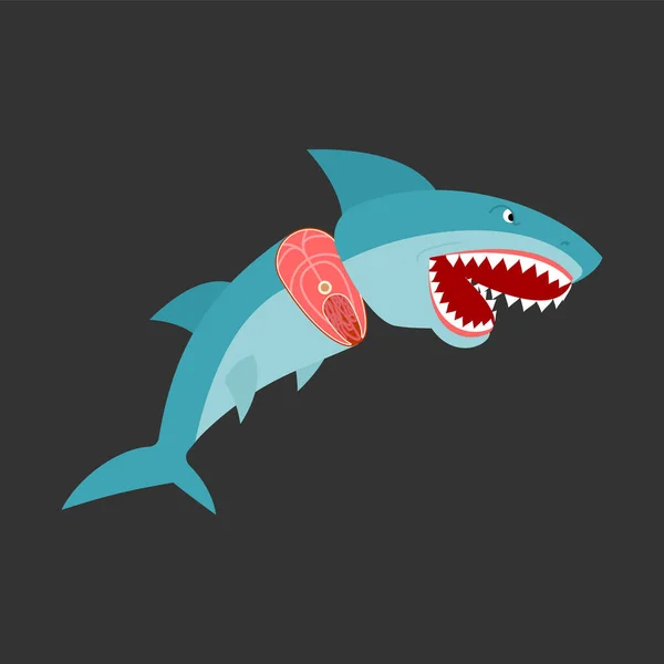 Tranche Poisson Requin Isolée Illustration Vectorielle Viande Requin — Image vectorielle