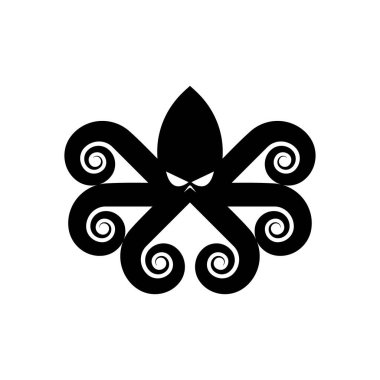 Ahtapot işareti logosu. Lapa sembolü. Şeytani balık ikonu. Vektör illüstrasyonu