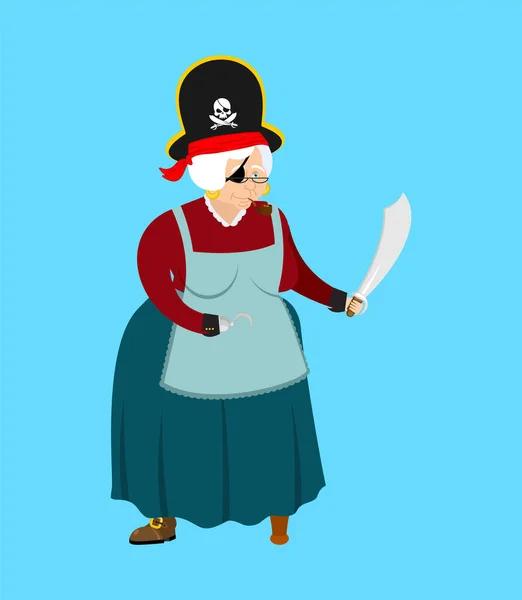 Γιαγιά Πειρατής Απομονωμένη Γιαγιά Εικονογράφηση Διανύσματος — Διανυσματικό Αρχείο
