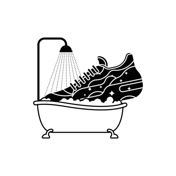Παπούτσι Καθαρό Λογότυπο Υπογράψτε Για Υπηρεσία Πλύσης Παπουτσιών Παπούτσι Στο — Διανυσματικό Αρχείο
