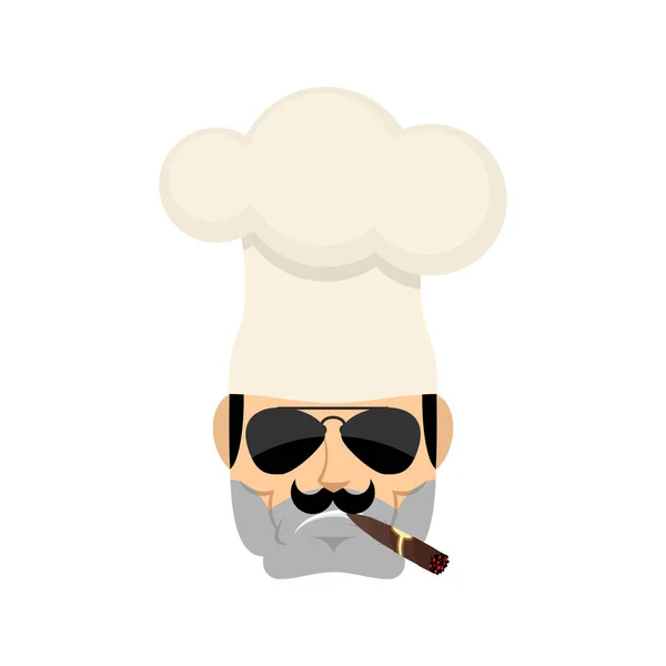 Šéfkuchař Cool Vážný Avatar Emocí Kuchař Kouří Doutníkové Emoji — Stockový vektor