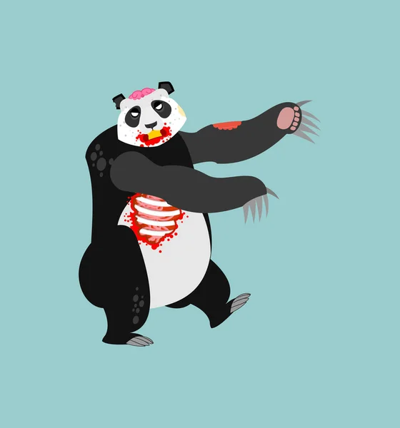 Zombie Panda Aislado Oso Chino Zombi Bestia Revivió Muerta Monstruo — Vector de stock