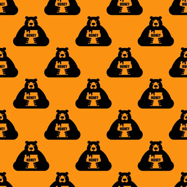 Bear Honey Pattern Seamless Vector Background — Stock Vector