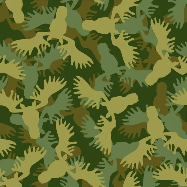 麋鹿的军事模式天衣无缝鹿的军队背景 狩猎保护纹理 — 图库矢量图片