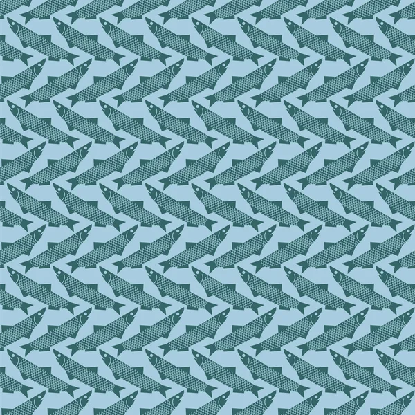 Anchovy Pattern Seamless Small Shoaling Fish Background Vector Texture — Stock Vector
