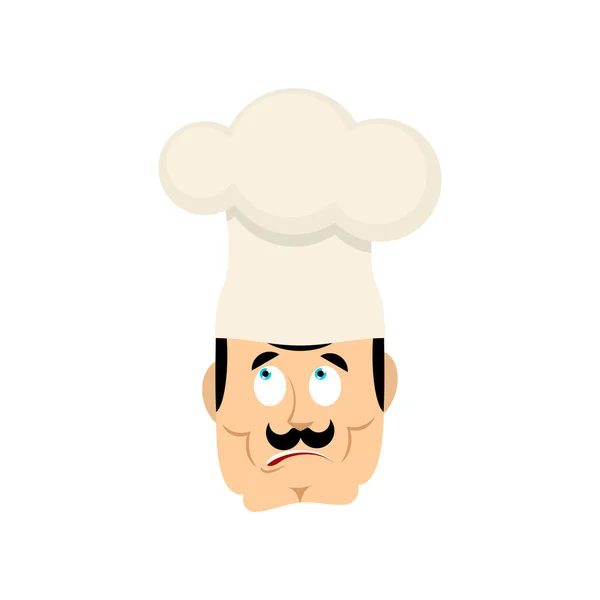 Chef Confused Emoji Cook Perplexed Emotions Avatar Kitchener Vector Illustration — Stock Vector