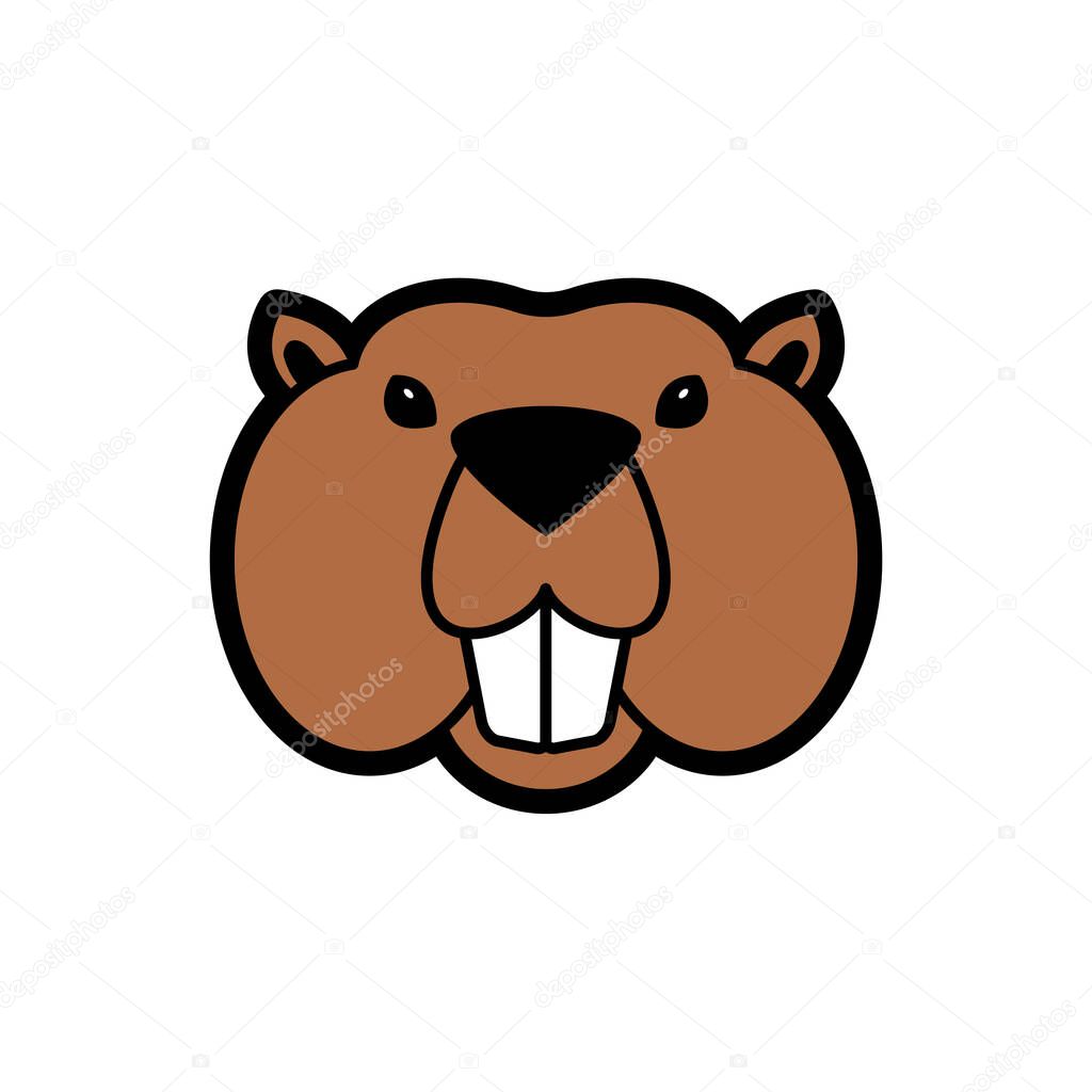 Beaver face icon isolated. Beaver head Vector illustration