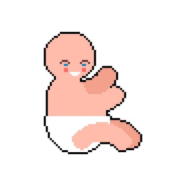 Küçük bebek pikseli sanatı. 8 paralık küçük çocuk. benekli küçük çocuklar Vektör illüstrasyonuName