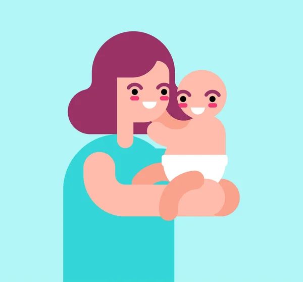 Feliz Mulher Bebé Mãe Tem Filho Ilustração Dia Mãe Felicidade —  Vetores de Stock