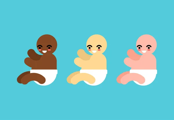 Bebé Raças Diferentes Criança Pronta Crianças Pequenas Ilustração Vetorial — Vetor de Stock