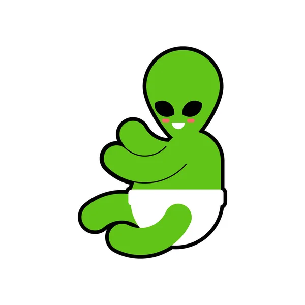 Bayi Alien Terisolasi Anak Luar Angkasa Ilustrasi Monster Vektor Kecil - Stok Vektor