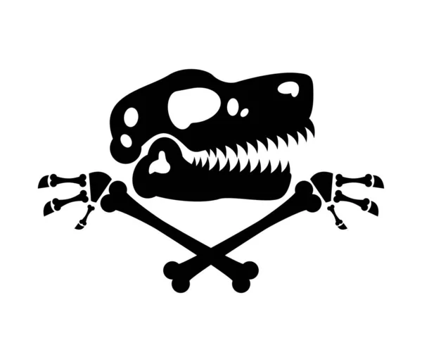 Символ Черепа Динозавра Перекрестных Костей Череп Тираннозавра Рекса Знак Пиратов — стоковый вектор