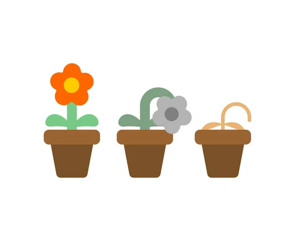 Withered Flower Pot Flower Sear Isolated Vector Illustration — Stock Vector