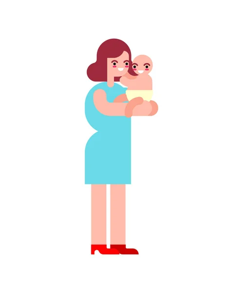 Szczęśliwa Kobieta Dziecko Matka Trzyma Dziecko Ilustracja Dnia Matki Szczęście — Wektor stockowy