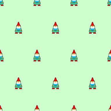 Bahçe cücesi desenleri pürüzsüz. arkaplan vektörü illüstrasyonu. Bebek kumaşı dokusu