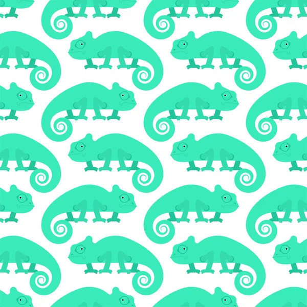 Camaleão Sem Costura Desenho Animado Reptile Fundo Textura Tecido Bebê —  Vetores de Stock