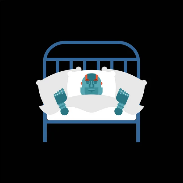로봇은 침대에서 매력적 유유히 흐르는 사이보그 — 스톡 벡터