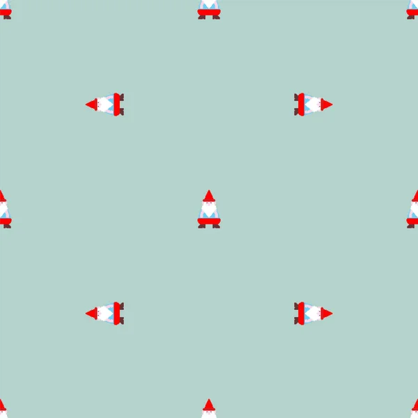 Trädgård Gnome Pixel Konst Mönster Sömlös Bitars Pixelated Bakgrund Babyväv — Stock vektor