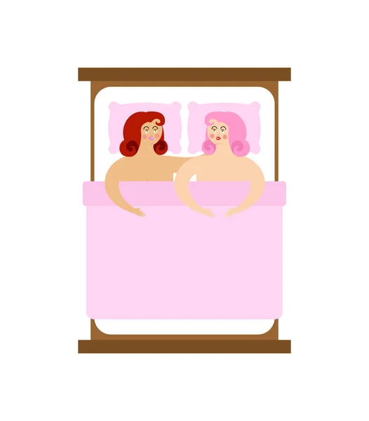 Lgbt Paar Frauen Bett Lesbische Liebe Lgbt Konzept Liebe Illustration — Stockvektor