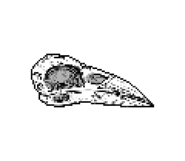 Sztuka Pikseli Raven Skull Bitowy Szkielet Głowy Kruka Ilustracja Wektora — Wektor stockowy