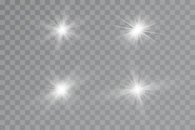 Parlak yıldızlar. Işık etkisi. Parlak parçacıklar. Vektör.