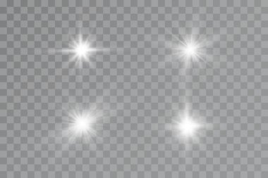 Parlak yıldızlar. Işık etkisi. Parlak parçacıklar. Vektör.
