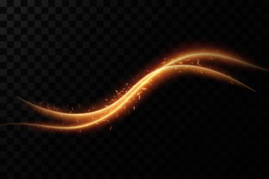 Altın arka plan. Dalgalı ateş hatları. ışık etkisi.