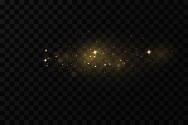 Peri tozunun parıldayan parçacıkları. Toz parçacığı ışıl ışıl parlıyor. Arkaplan. Işıldayan parçacıklar izole edilmiş parlayan ışık efekti.