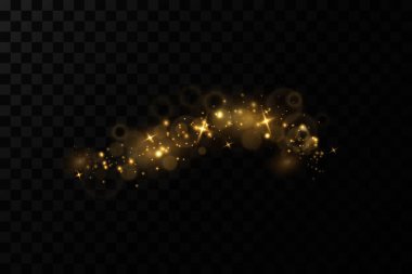 Peri tozunun parıldayan parçacıkları. Toz parçacığı ışıl ışıl parlıyor. Arkaplan. Işıldayan parçacıklar izole edilmiş parlayan ışık efekti.