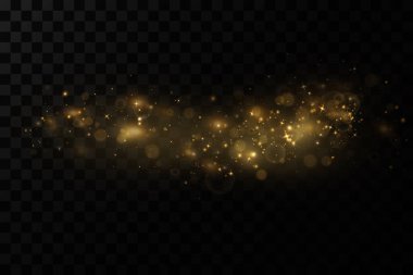 Peri tozunun parıldayan parçacıkları. Toz parçacığı ışıl ışıl parlıyor. Arkaplan. Işıldayan parçacıklar izole edilmiş parlayan ışık efekti.