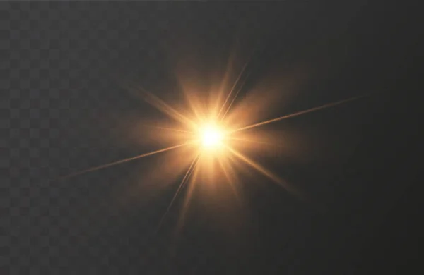 Efeito Luz Estrela Brilhante Luz Explode Sobre Fundo Transparente Sol — Fotografia de Stock