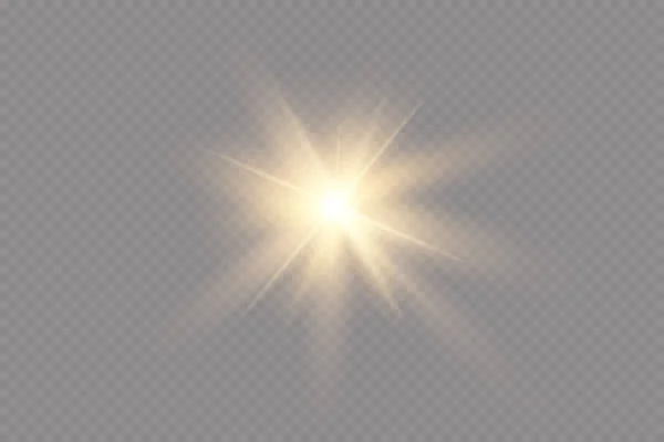 Effetto Luce Stella Luminosa Luce Esplode Uno Sfondo Trasparente Sole — Foto Stock