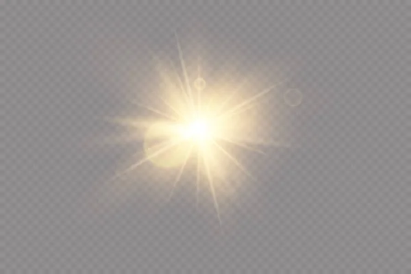 Efeito Luz Estrela Brilhante Luz Explode Sobre Fundo Transparente Sol — Fotografia de Stock