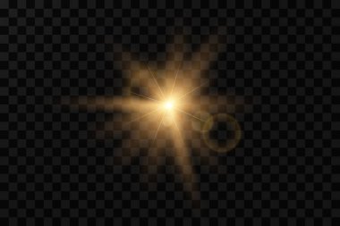 Şeffaf güneş ışığı vektörü. Özel lens ışık efekti..