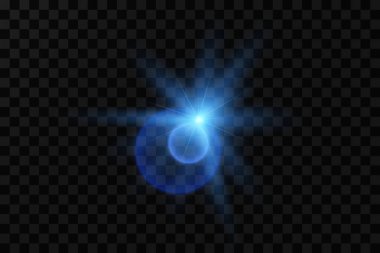 Şeffaf güneş ışığı vektörü. Özel lens ışık efekti..