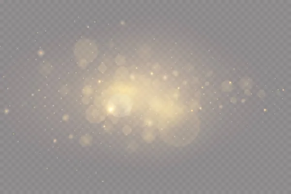 Gouden Deeltjes Van Feeënstof Glitterstofdeeltjes Lichteffect Met Glitterdeeltjes Geïsoleerd — Stockfoto