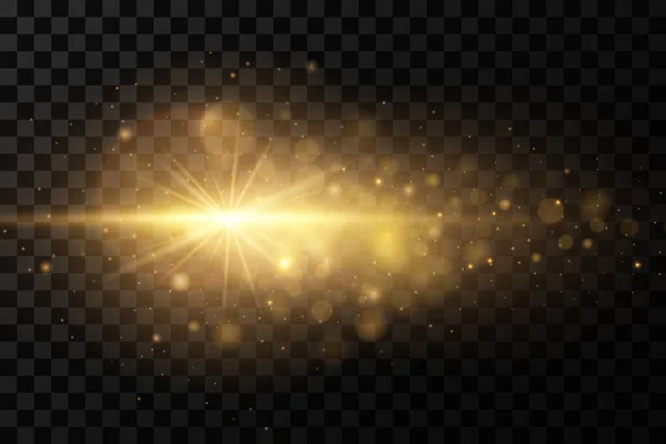 輝く金色の星は黒い背景に孤立しています グレア ライン 黄金の光 ベクターイラスト — ストック写真