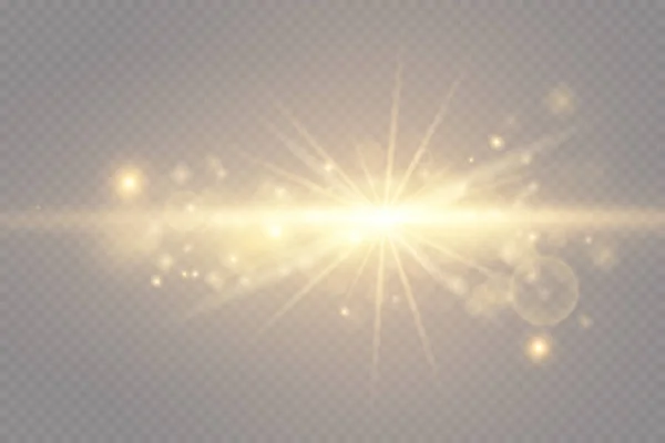 Glänsande Gyllene Stjärnor Isolerad Svart Bakgrund Effekter Bländning Linjer Glitter — Stockfoto